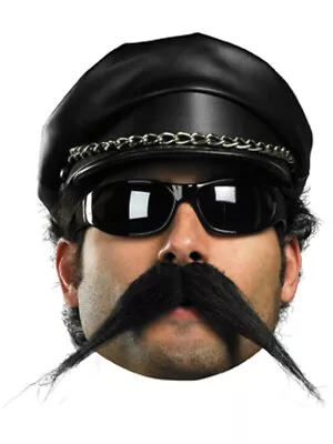 Long Black Pointed Biker Gang Costume Accessory Moustache • $5.98