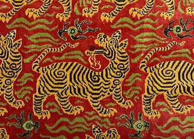 Clarence House Small Tibet Dragon Cinnabar Velvet Fabric Remnant 34  Long X 51 W • $289.99