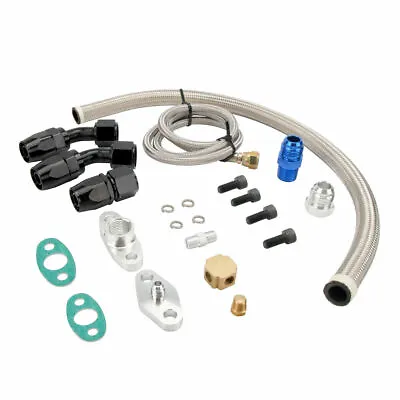 Oil Feed Oil Return Drain Line Hose Kit On T3 T4 T70 T66 T04E Turbo Turbocharger • $39.99