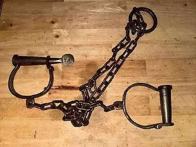 Leg Iron Prison Shackles Handcuff Solid Metal Patina Collector 50 Inch JAIL GIFT • $60