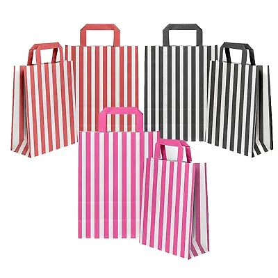 £1.49 • Buy Candy Gift Bags Striped With Flat Handle Buffet Weddings Party Christmas Present