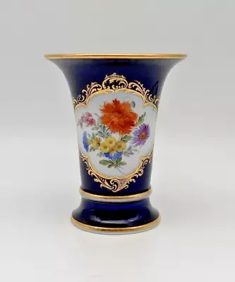 Vintage 1925-1949 Trumpet Form Floral Motif Meissen Porcelain Vase Hand Painted • $140