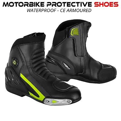 CE Armoured Real Leather Motorbike Boots Biker Motorcycle Shoes Waterproof Black • $53.45