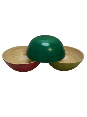 $9.99 • Buy Core Bamboo Salad Bowls Red Green Lime Green Set Of 3