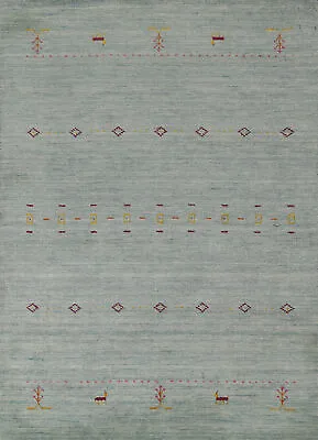 Tribal Blue Traditional Gabbeh Accent Rug Hand-knotted Wool Rug 4x6 Ft. • $206