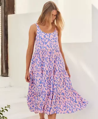 MISTER ZIMI Winifred Pacifico Pink Print Midi Dress Size 8 NWT • $88