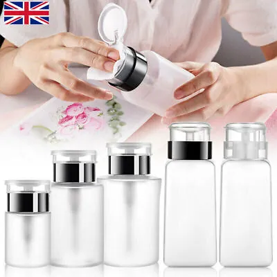 £3.77 • Buy Empty Clear Nails Pump Dispenser Acetone Polish Remover Alcohol Liquid Bottle UK