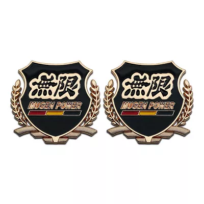 2x Golden Metal MUGEN POWER Car Logo Racing SUV Fender Trunk Emblem Badge Decal • $8.99