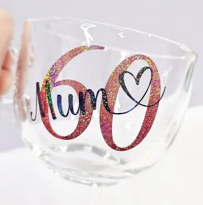 Personalised 60th Birthday Glass Coffee/Tea Mug Gift Idea For Him/Her Girl Women • £10.99