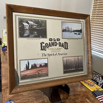 Old Grand Dad Whiskey Bar Mirror Vintage 22”x18” • $135