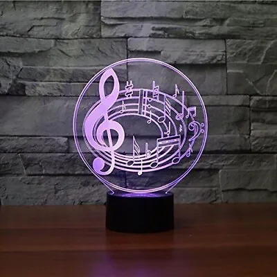 3D LED Night Light Musical Notes Led Acrylic Touch Table Desk Lamp KID Gift USB • $12.98