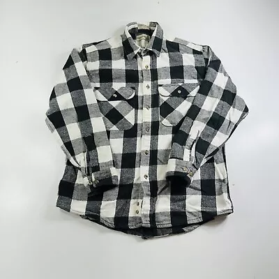 Fieldmaster Vintage Flannel Shirt L/S Black White Plaid Men’s Size Large • $19.95