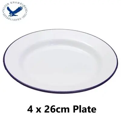 Falcon Traditional Genuine Enamel 26cm Flat Dinner Plate X 4 - White Enamel  • £22.95