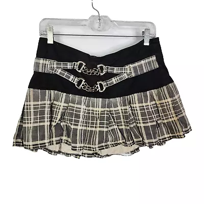 TRIPP NYC Goth Black Gray Punk Plaid Low Rise Micro Mini Skirt Y2K FLAW Medium • $29.99