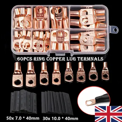 140PCS Car Ring Bare Copper Lug Terminal Kit SC Crimp Electrical Wire Connectors • £10.89