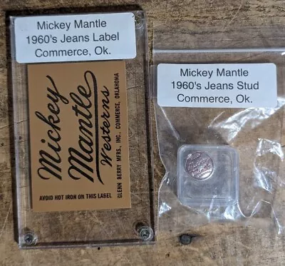 Mickey Mantle Jeans Label And Button Stud 1960s In Cases Baseball MLB Vintage  • $69.99