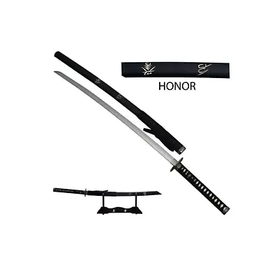 SWORD OF HONOR 41.5  STAINLESS STEEL SAMURAI KATANA W/ DISPLAY STAND Japanese • $36.99