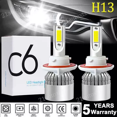 2x H13 9008 LED Headlight Bulbs Bright White 6000K High Low Beam Conversion Kit • $11.99