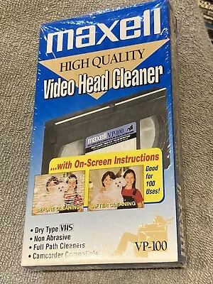 Maxell High Quality VCR Head Cleaner VHS Tape VP-100 Dry Type NEW SEALED Free 🚢 • $15.21