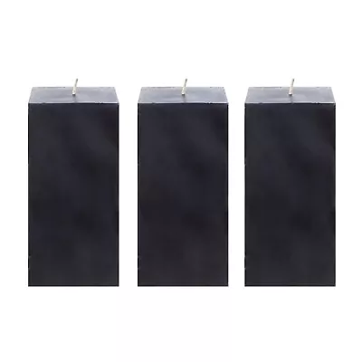 Mega Candles - Unscented 3 X 6  Hand Poured SQR Premium Pillar Candle Black 3PCS • $27.99