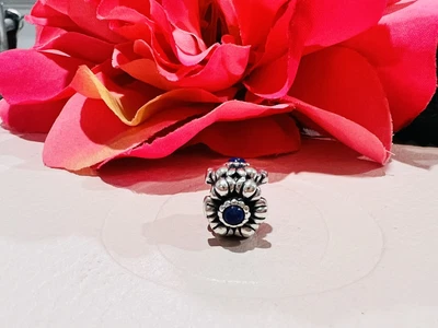 $49 • Buy Pandora Silver Lapis Lazuli Birthday Blooms Flower Charm 790580LP ROUGH