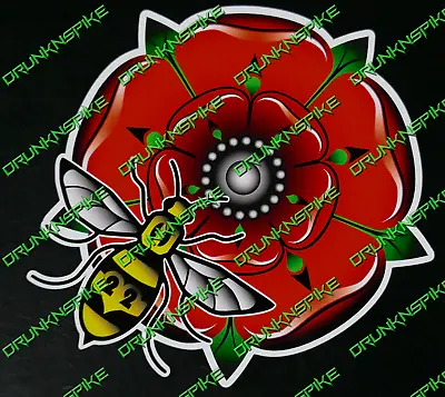 £3.50 • Buy Manchester Bee Lancashire Rose Bumper Sticker Car Van Window Decal