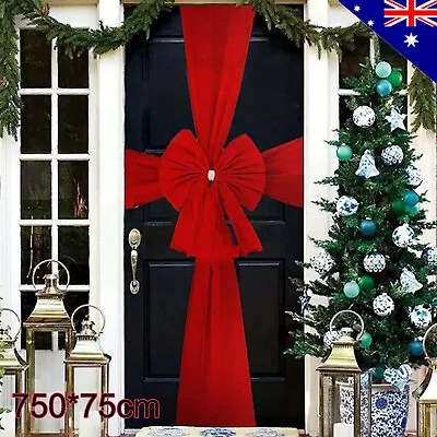 Deluxe Front Door Bow Red Christmas Traditional Ready Made Door Bow Decoration • $8.99