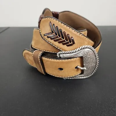 Nocona Belt Mens Size 40 Brown Genuine Leather Silver Buckle  Western 1.5  Width • $28