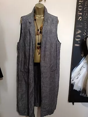 East Grey Marl Longline Linen Waistcoat  Lagenlook Size 18 Used Once Immaculate  • £19.99