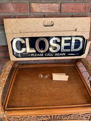 Vtg 24  Open Closed Glass Sign Double Sided Two Panels Original Box Instructions • $65