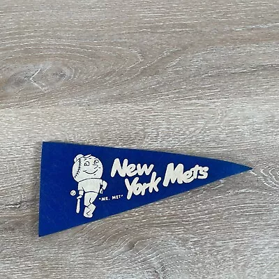 Vintage 1960s New York Mets Mr. Met Felt Mini Pennant ~ 4  X 8.5  • $14.99