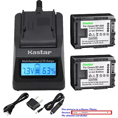 Kastar Battery LCD Fast Charger For Canon BP-808 & Canon VIXIA HF100 Camcorder • $21.99