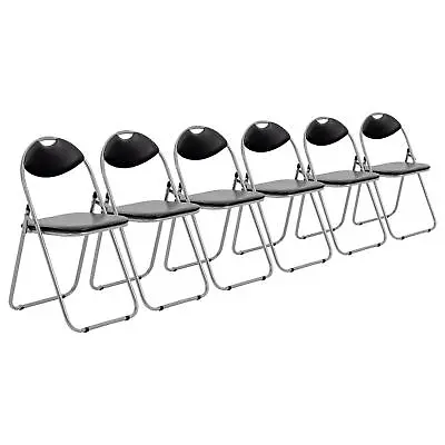 6x Harbour Housewares Padded Folding Chairs Metal Frame 44cm Black/Silver • £75