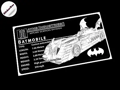 CUSTOM PLAQUE STICKER For Batmobile  7784  MODEL BUILDS  BUILDING BLOCKS Etc • $11.20