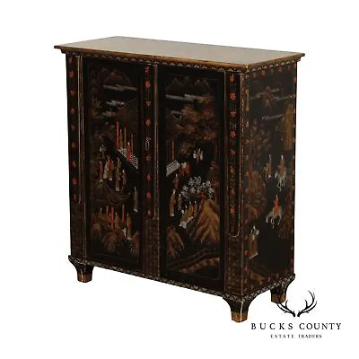 Decorative Crafts Inc. Chinoiserie Decorated Console Cabinet • $895