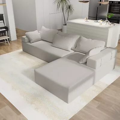 Modern Modular 108  L Shaped Upholstered Sectional Sofa Couch Set With 6 Pillows • $722.14