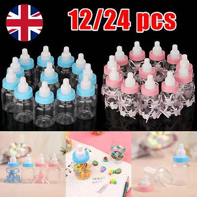 £7.49 • Buy 12/24X Fillable Bottles Candy Box Baby Shower Baptism Party Favour Christening
