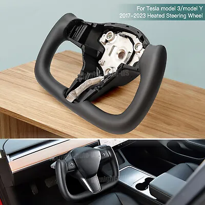For Tesla Model 3/Y 2017-2023 Yoke Steering Wheel Square W/ Heated Nappa Leather • $149.99