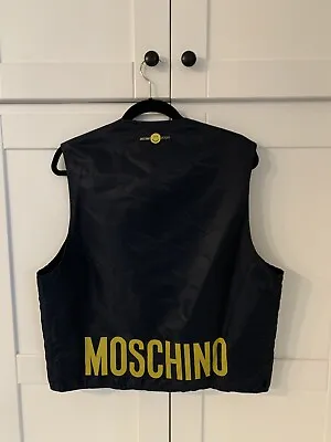 Vintage Moschino Jeans Womens Navy Vest Full Zipper Spell Out Italy 38 M/L • $129