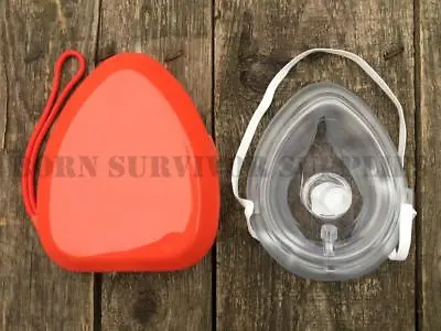 CPR FACE MASK ONE WAY VALVE First Aid Emergency Resuscitation Shield Trauma Kit • £6.99