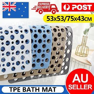 Bath Mat Non-Slip Anti Mould Shower Mats TPE Bathroom Bathtub Suction Mat Floor • $17.95