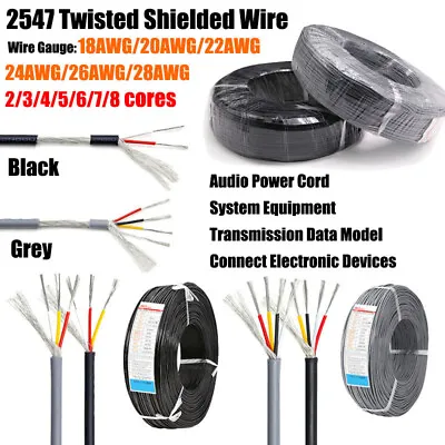 £1.86 • Buy Flexible 2~8 Multicore Cable Shielded Wire 18-28AWG Audio Signal Auto Data Car