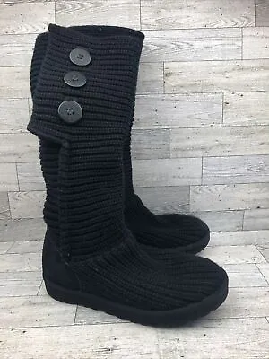 Pre-Owned UGG Classic Cardy Boot 1016555 Black Wool Knit Women Size 7 • $49.99