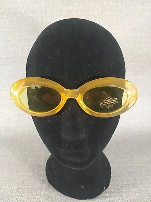 Womens Sunglasses 1950s Style Rockabilly Lindy Hop Yellow Oval Retro NEW • £9.90