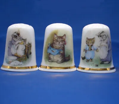 £9.95 • Buy Birchcroft Thimbles -- Set Of Three -- Beatrix Potter Cats