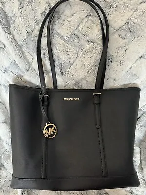 Michael Kors Jet Set Travel Large Logo Tote Bag Black • $90