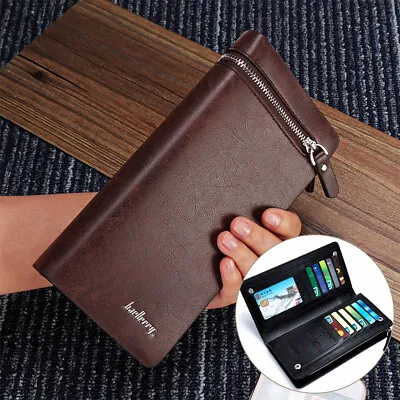 Men Business Bifold Wallet Long Clutch Leather Purse RFID Blocking Card Holder • $9.99