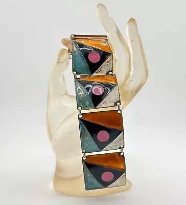 A G BUNGE ENAMEL BRACELET Vintage Abstract Midcentury Modernist German Cloisonné • $16.31