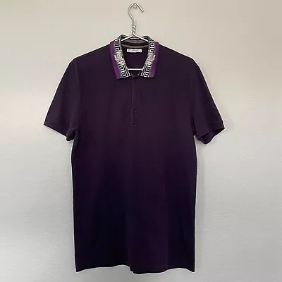 Men's Versace Collection Printed Greco Filigree Collar Polo Size L Purple • $20