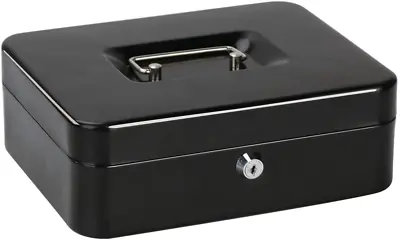 Lock Steel Cash Safe Security Box With Money Tray Multiple Compartment Large • $24